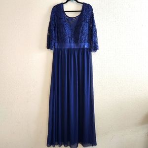 EVER PRETTY Blue Sheer Lace Cocktail Dress Size 16